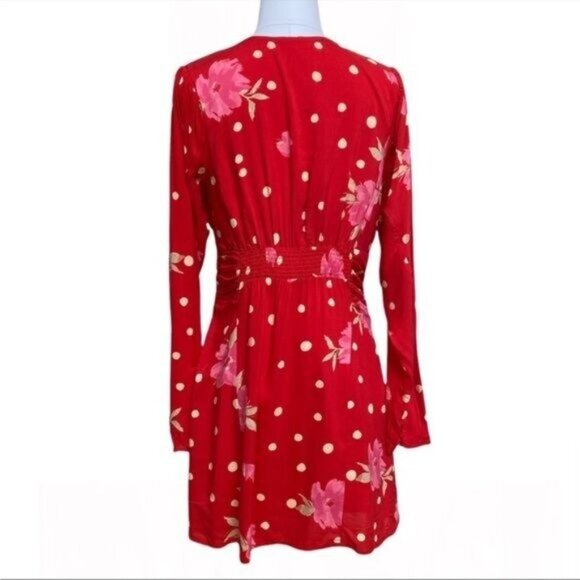 Free People Date Night Mini Dress Size Medium in Strawberry Combo Floral EUC - Picture 8 of 14